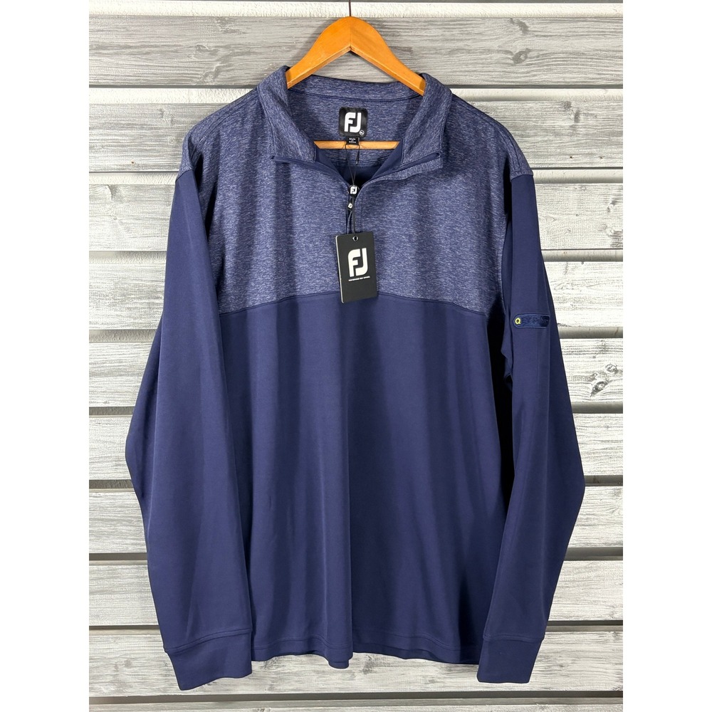 FootJoy Mens 1/4 Zip Pullover Blue Performance Sweatshirt MidLayer Golf XL NEW